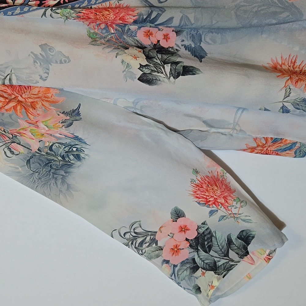 Feathers by Tolani Floral Cupro Wrap Blouse Top Size XL - Picture 7 of 11